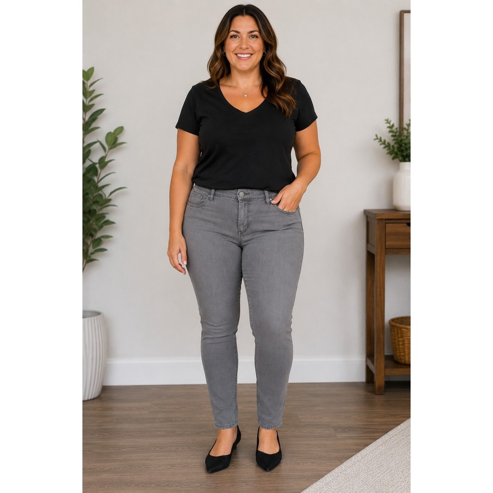Cato Women Jeans 12 Gray Mid Rise Stretch Skinny Denim Pant - Picture 1 of 11